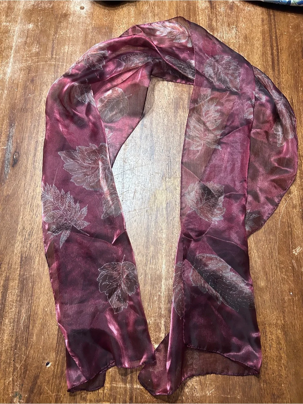 Elegant Whimsigoth Witchy Fairy Burgundy Fall Floral Silk Scarf